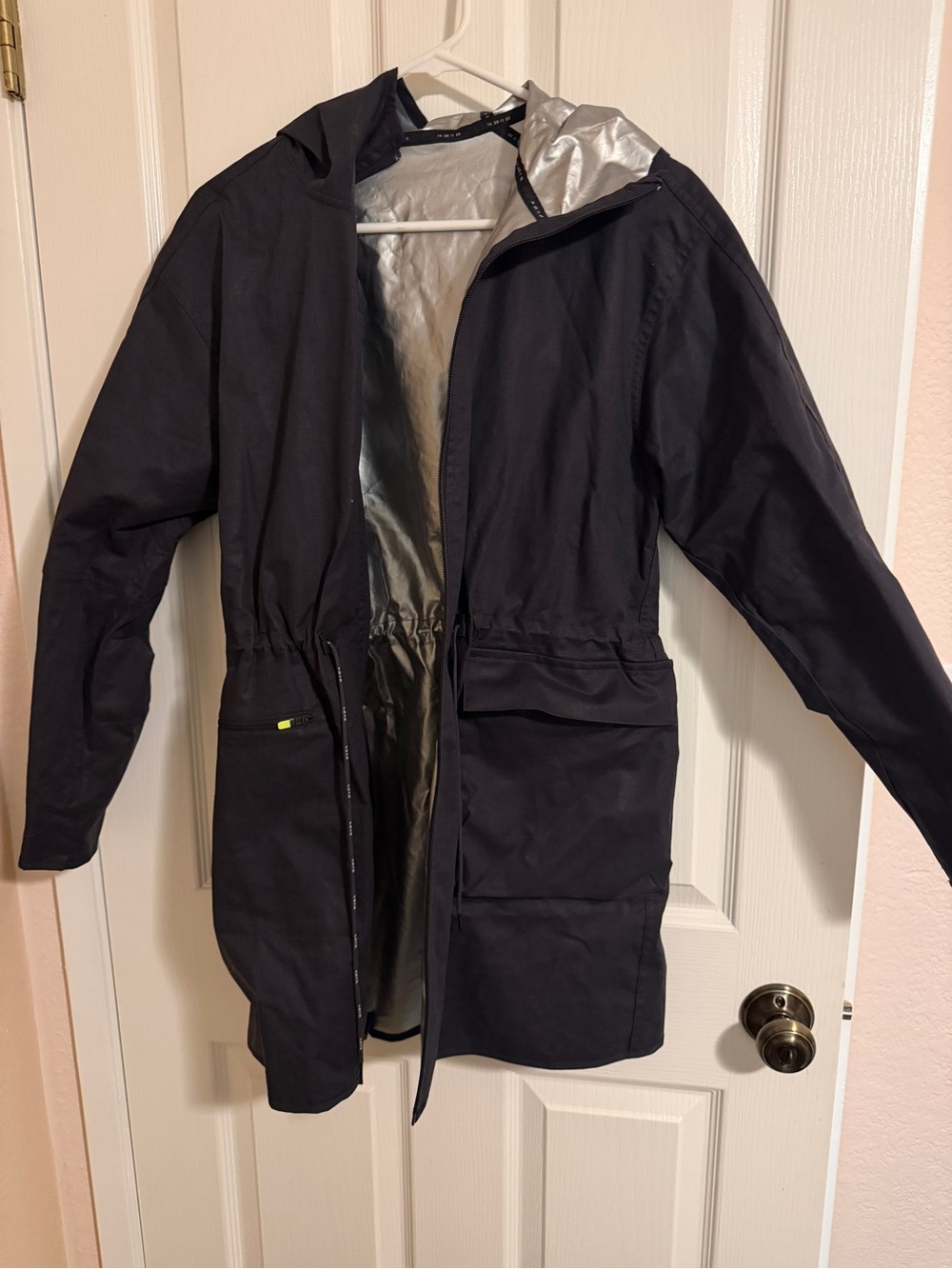 Nike Black Trench Coat with Silver Lining